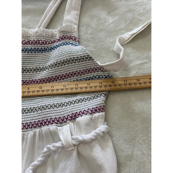 Free People Womens Medium Smocked Jumpsuit Boho Jogger Tie Waist Strappy Relaxed - Picture 9 of 14